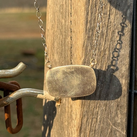 Hubei Turquoise Pendant Necklace sterling silver adjustable - Picture 3 of 3